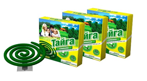 Спирали от комаров "ТАЙГА" б/запаха (зеленые)10шт.(30/кор) (7326)