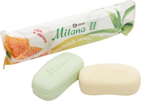 Мыло кусковое Milana. 2*1=84гр.Мёд+Алое