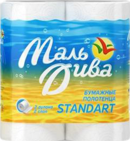 Полотенца бумажные МальДива 2-хсл.Стандарт бел. (0082) (12/упак) 2*1шт.