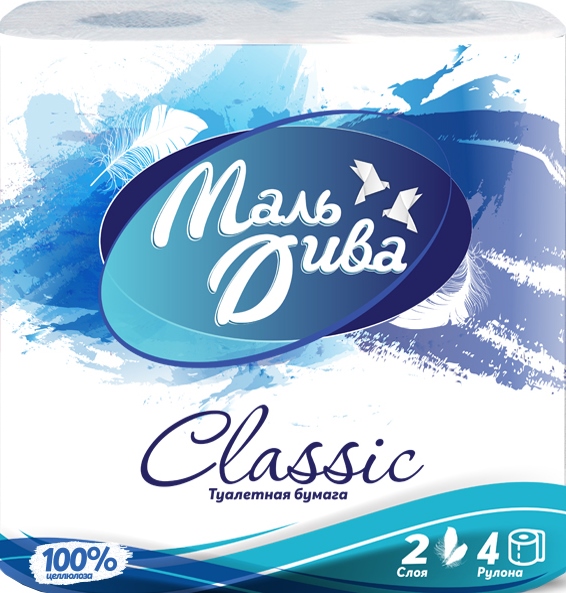 Туалетная бумага МальДива Classic Белая 2-х слойные