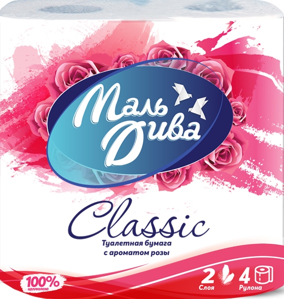 Туалетная бумага МальДива Classic Роза 2-х слойные