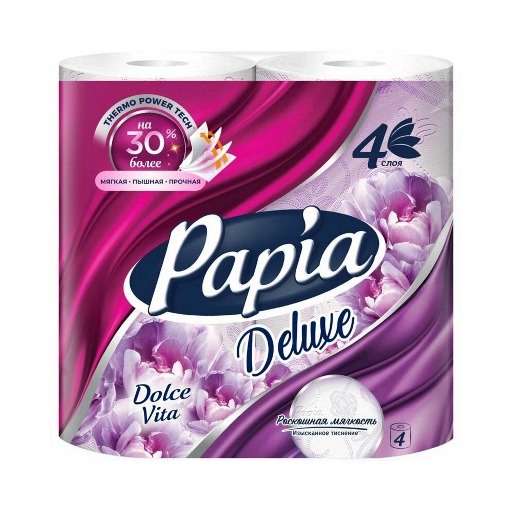 Туал.бум "ПАПИЯ Deluxe" Dolce vita 4-х слоя. 4*1шт.(14/упак) (0136)