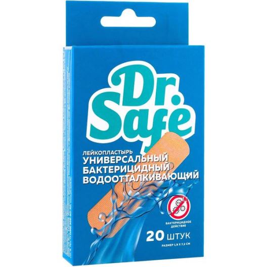Dr.Safe Лейкопластырь универсальный бактерицидный влагостойкий.Набор 20 штук микс