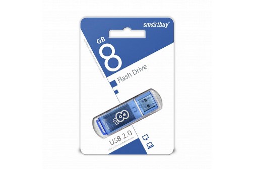 USB 2.0 Flash Drive   8Gb Smartbuy Glossy (синий) (1190)
