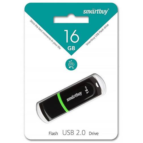 USB 2.0 Flash Drive  16Gb Smartbuy Paean (черный) (1296)