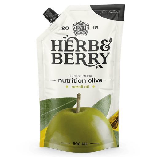  Мыло жидкое 500 мл кстракт Оливы Herb & Berry  (дойпак) (12/кор) (0288)