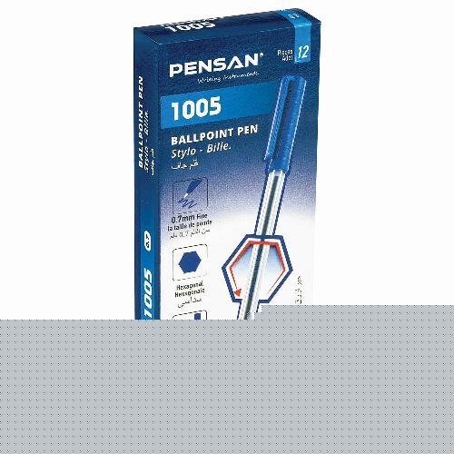 Ручка шариковая масляная PENSAN 1005, СИНЯЯ, корпус прозрачный, 0,7 мм,