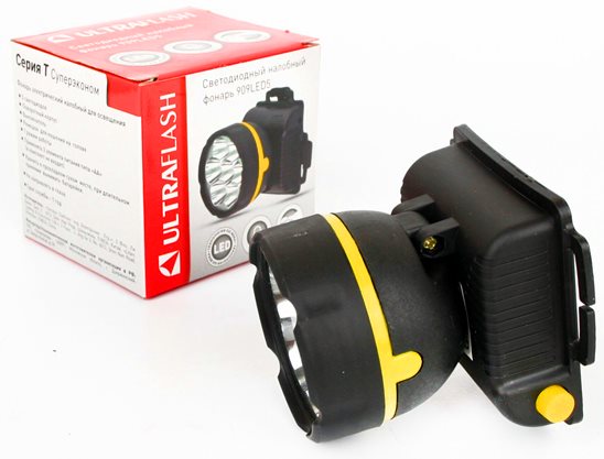 Ultraflash фонарь налобный  909LED5 (3xR6) 5св/д 0.8W, черный/пластик, поворот. отражат. 