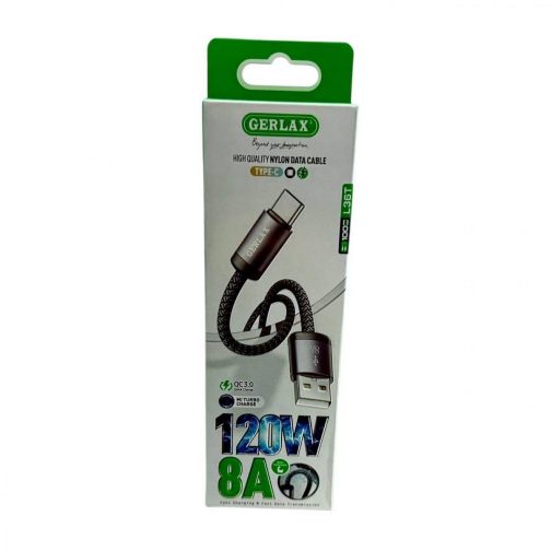 Кабель USB (А) шт. - Type-C шт.  1.0 м  GERLAX L36T (8.0А,  QC3.0 Fast Charging, ткань) ()