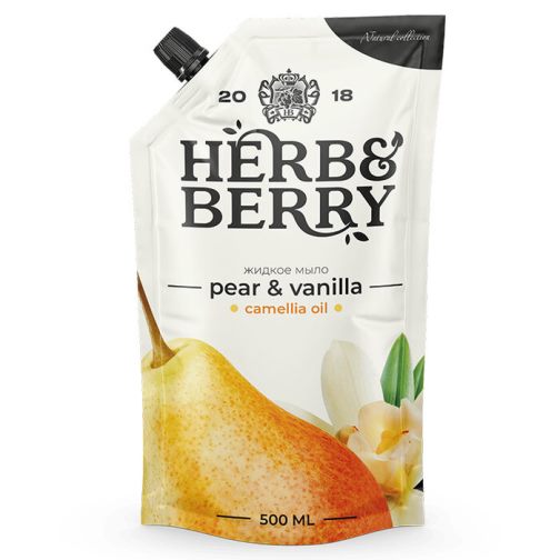  Мыло жидкое 500 мл экзотическая груша и ваниль Herb & Berry  (дойпак) (12/кор) (0240)