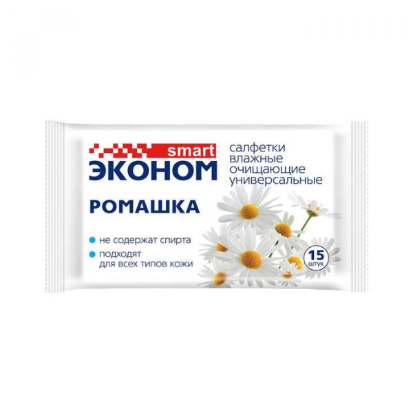 Салфетки влажные «Эконом Smart» Ромашка, универсальные, 15 шт