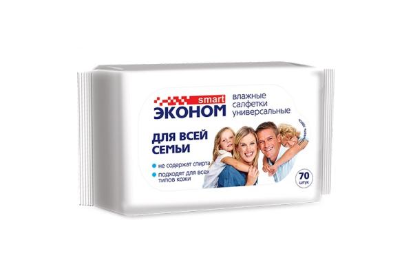 Салфетки влажные эконом 70 листов для всей семьи универсал.