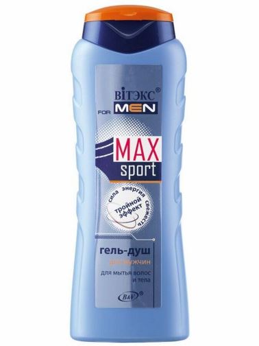 Гель-душ ВiТЭКС MEN sport MAX д/мытья волос и тела 400 мл.(18/упак) (8120)																			