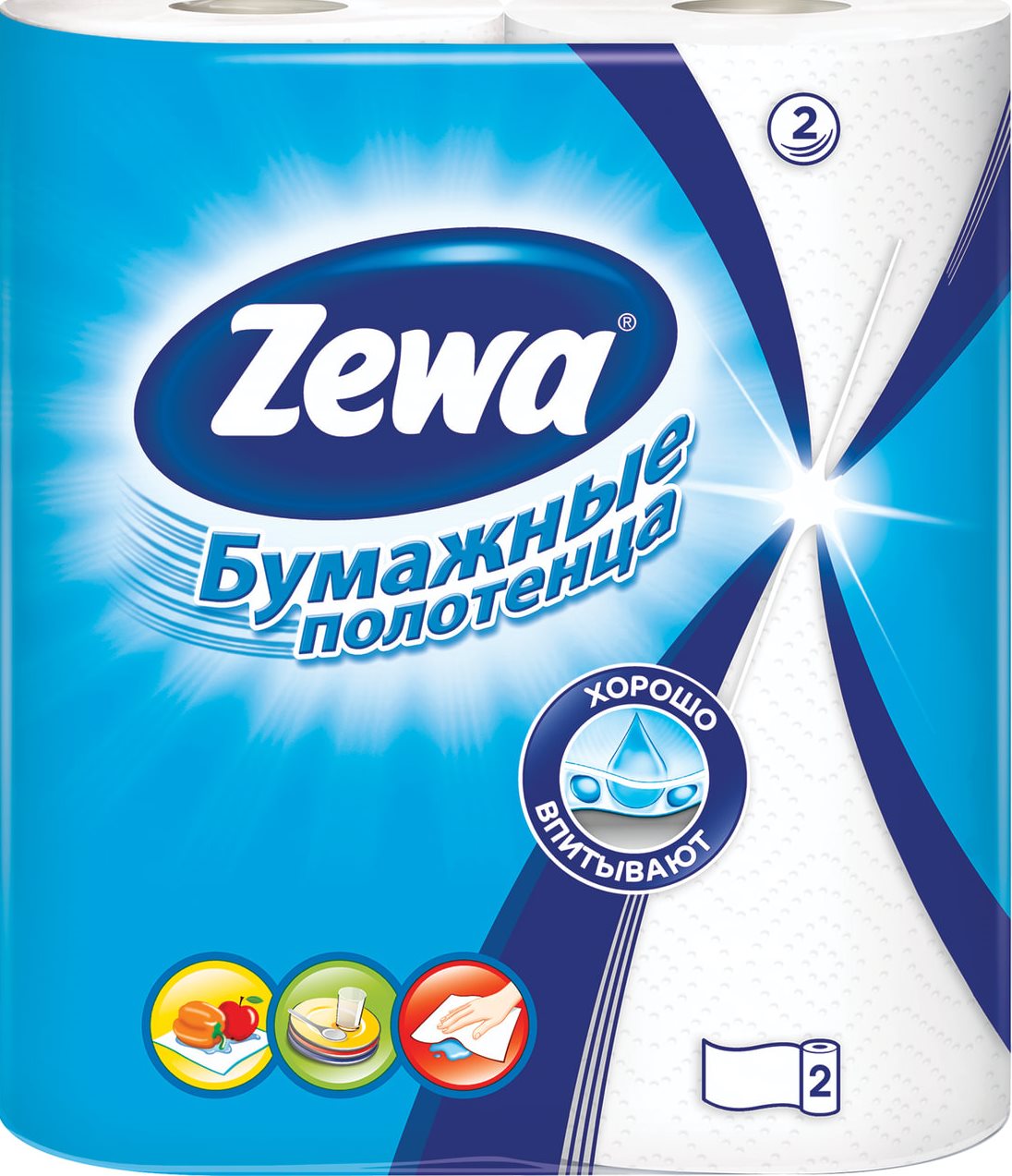Полотенце бум."ЗЕВА" 2-х слоя.ДВА РУЛОНА. 2*1шт.(12/упак) (4302)