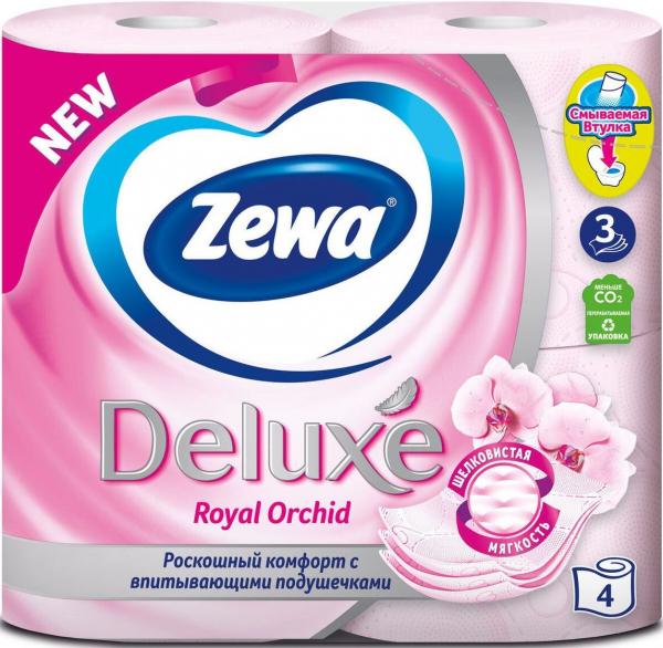Туал.бум "ЗЕВА Deluxe" Орхидея 3-х слоя. 4*1шт.(14/упак) (5346)