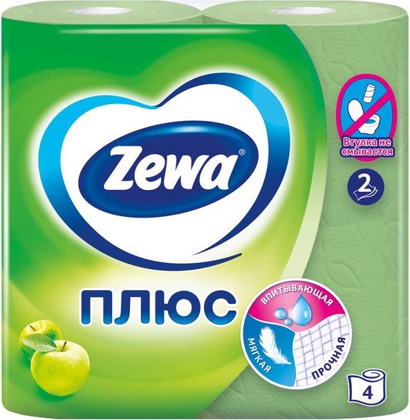 Туал.бум."ЗЕВА" С ароматом яблока 2-ух сл. 4*1шт.(24/упак) (9309)
