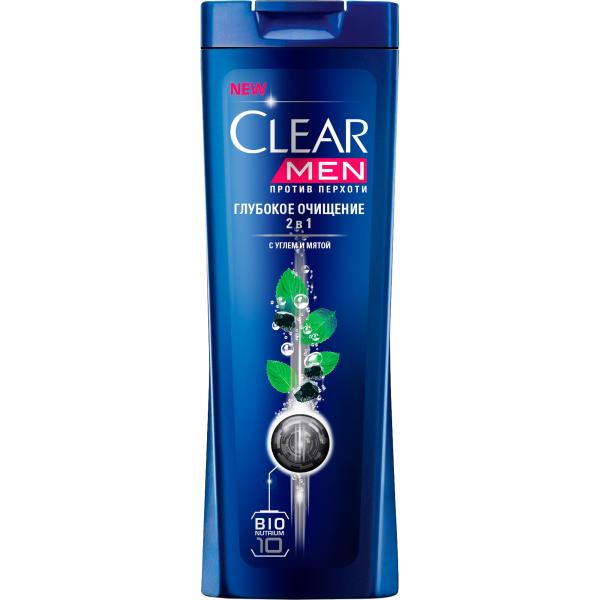 Шампунь "CLEAR" мен.,400мл. 2в1 Глубокое очищение  (12/кор) (4671)
