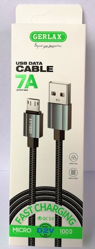 Кабель USB (А) шт. - micro USB (B) шт.  1.0 м  GERLAX D2V (7.0А, QC3.0 Fast Charging, ткань) (6291)