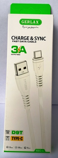 Кабель USB (А) шт. - Type-C шт.  1.0 м  GERLAX D9T (3.0А,  QC3.0 Fast Charging, силикон)