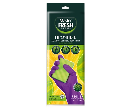 Перчатки ПРОЧНЫЕ Master Fresh S/M латексные с хлопком размер 1 пара (50/упак) (0990)