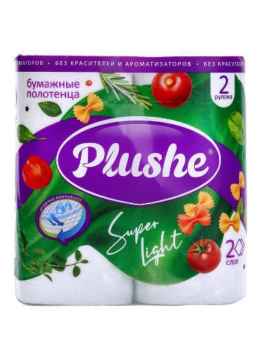 Бумажные полотенца Plushe супер ЛАЙТ 2 шт 2 слоя,  (12/упак) (1239)																														