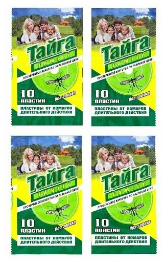 Пластины от комаров "ТАЙГА" б/запаха зелёные 10*1шт.(100/кор)